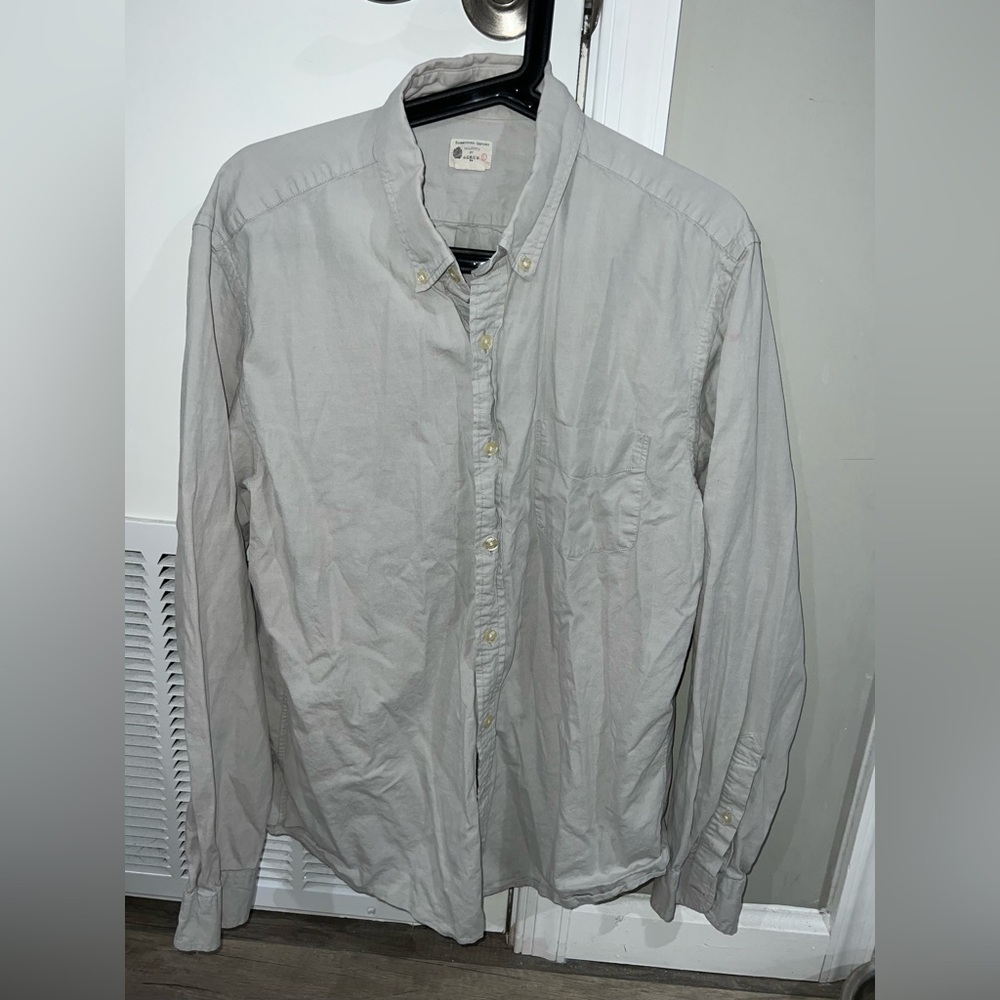 J. Crew Sunwashed Oxford, grey/sea green - men’s large